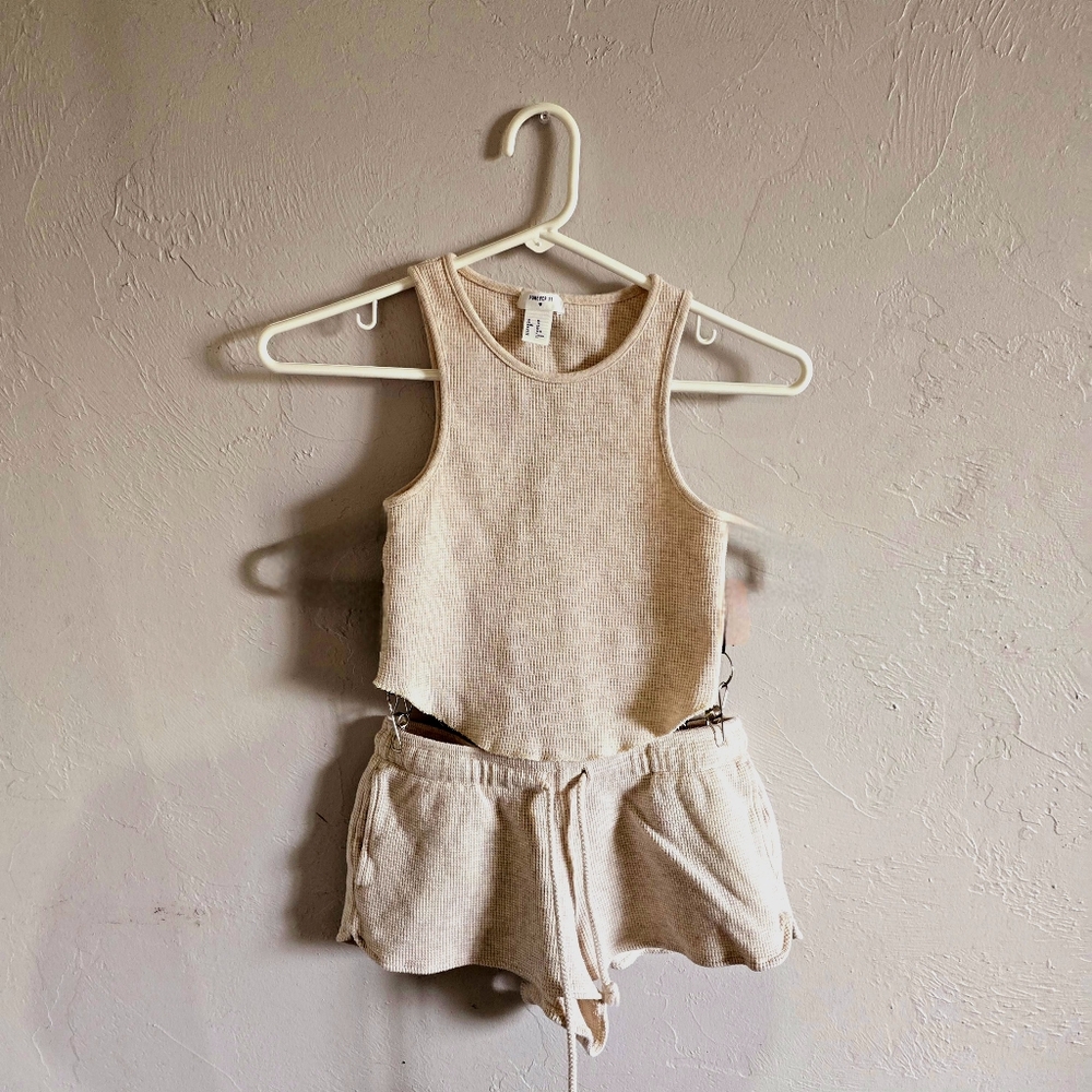 Cream Sleeveless Top and Shorts Set #matching